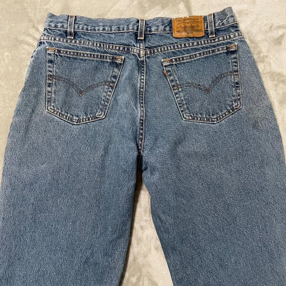 Vintage Levi's 545 Relaxed Fit Jeans Brown Tab Size 36x34 90s Stonewash Denim